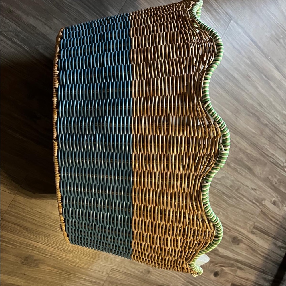 Woven Two-Tone Storage Basket - Blue & Natural